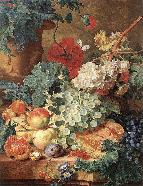 Jan van Huijsum Still life with flowers and fruit. oil painting picture